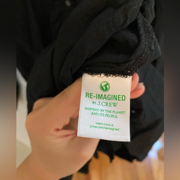 J Crew Black Poplin Tie Waist Flounce Dress Button Up Size Small A-line, Flared - Picture 5 of 6